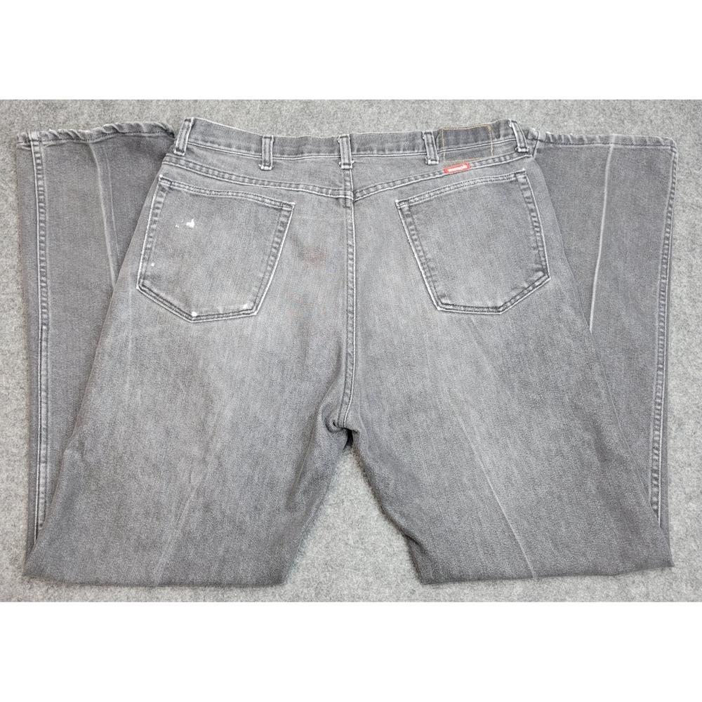 Wrangler Jeans Mens 36 Gray Cowboy Western Medium Wash Flat Front Straight Leg